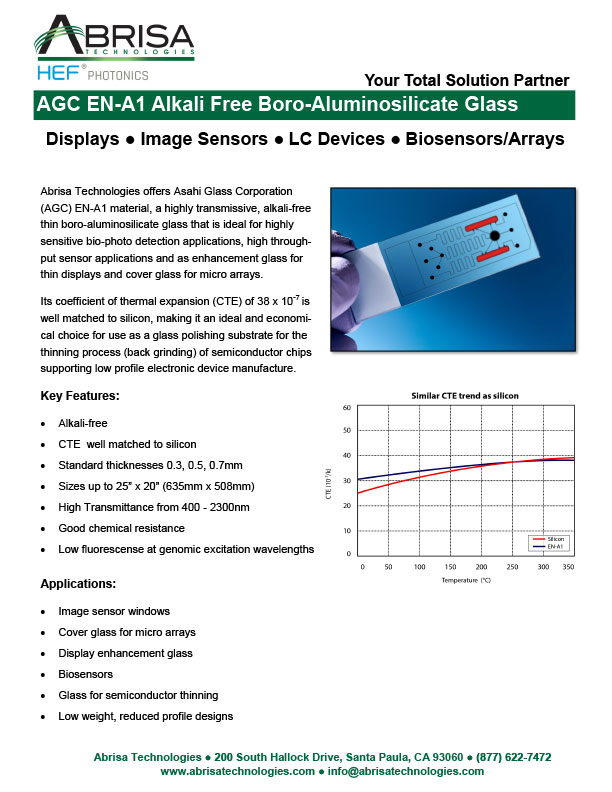 AGC EN-A1 Alkali Free Boro-Aluminosilicate Glass