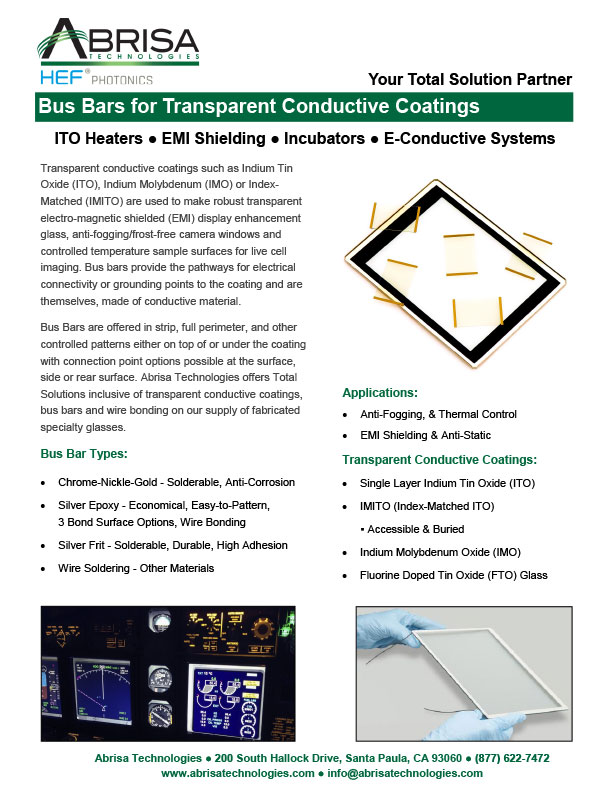 Bus Bars for Transparent Conductive Coatings