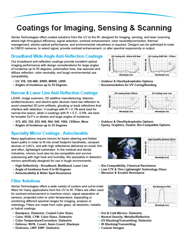 Coatings for Imaging, Sensing & Scanning Capabilities