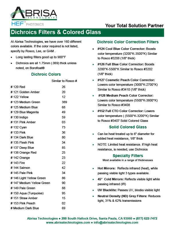 Dichroics & Colored Glass SS PDF