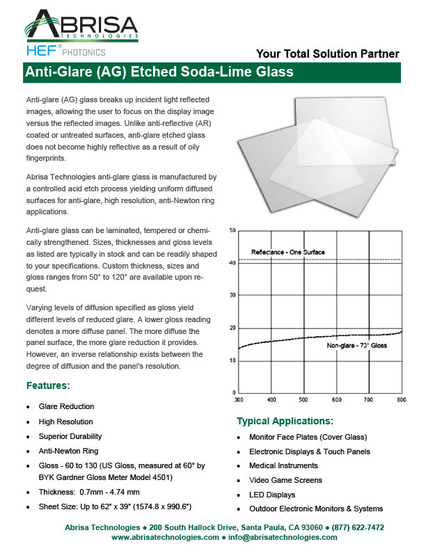 Etched Anti-Glare Soda-Lime Glass