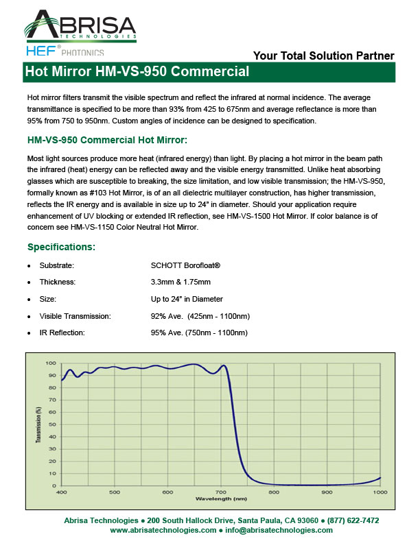 Hot Mirror HM-VS-950 Commercial SS PDF