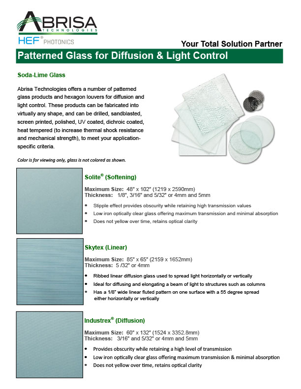 Patterned Glass for Diffusion & Light Control