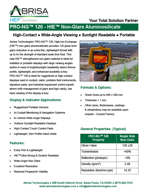 PRO-NG™ 120 HIE™ Non-Glare Aluminosilicate