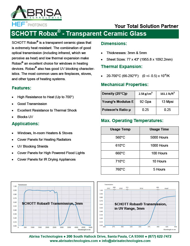 SCHOTT Robax® Transparent Ceramic Glass