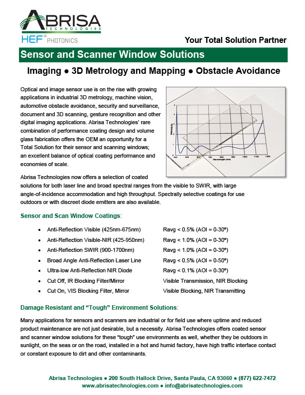 Sensor & Scanner Window Solutions