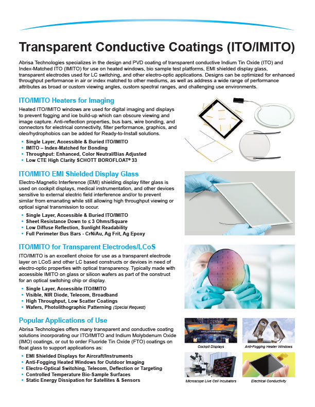 Transparent Conductive Coatings (ITO/IMITO) Capabilities