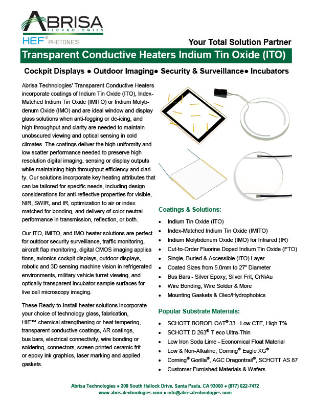 Transparent Conductive Heaters ITO
