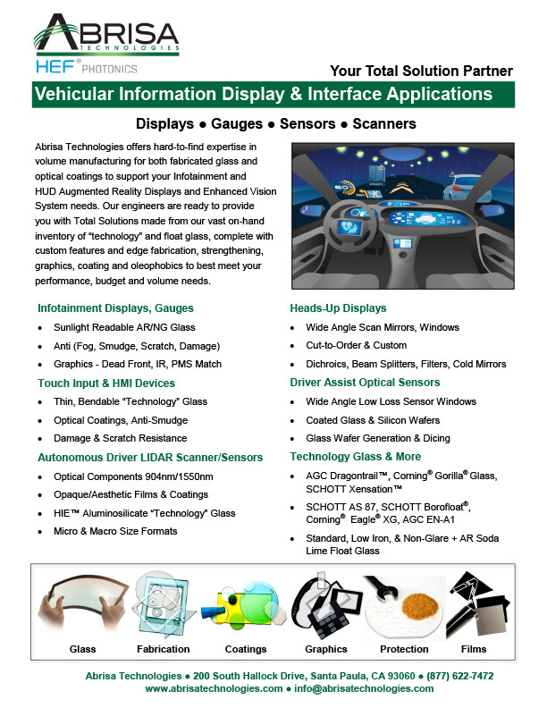 Vehicular Information Display & Interface Applications